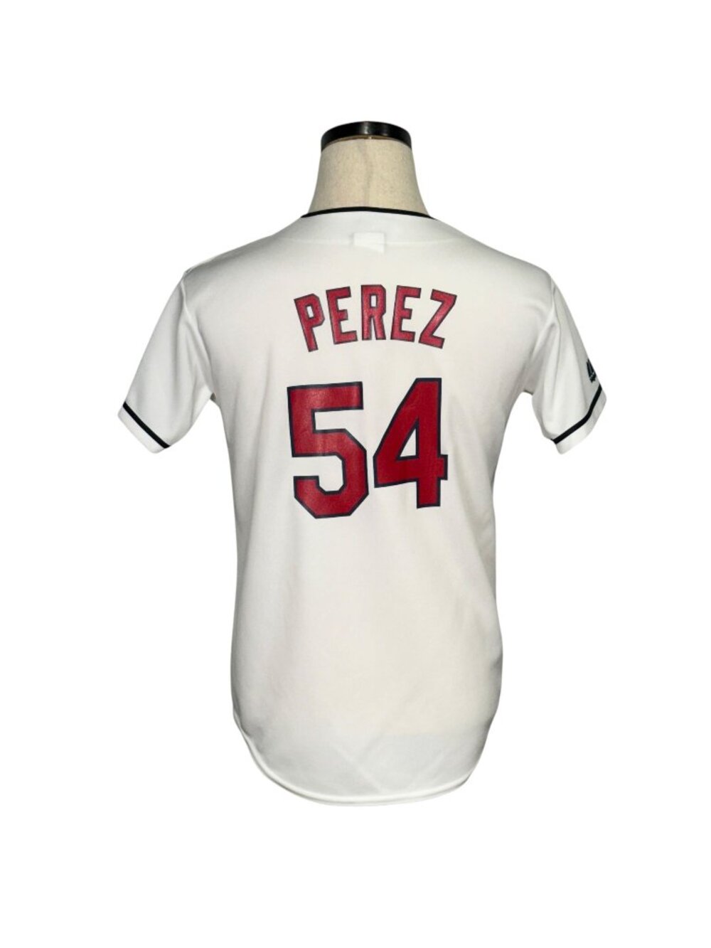 Cleveland Indians Perez #54 Majestic Large Women's Jersey Large White Red
